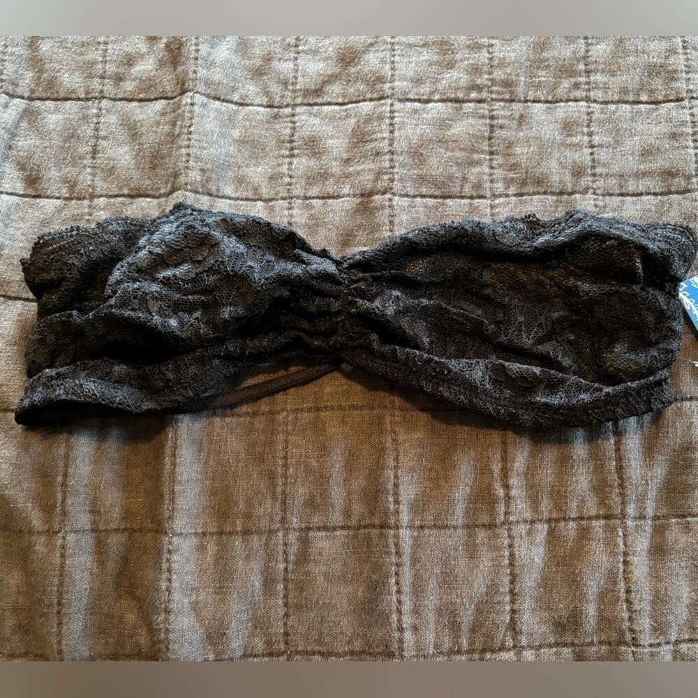 Free People‎ Black Lace Strappy Back Bandeau Bralette XS F5110406A New